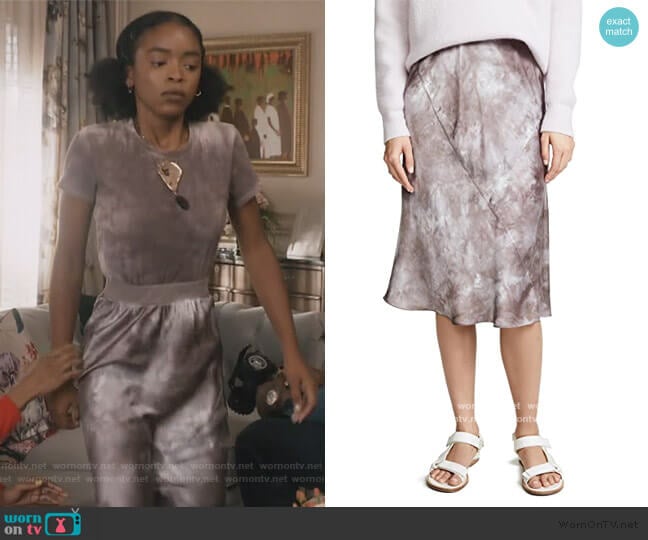 Anthony Thomas Melillo Tie Dye Silk Pull On Skirt worn by Zora Greenleaf (Lovie Simone) on Greenleaf