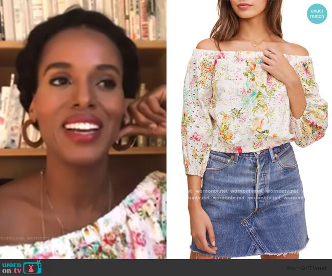 ASTR The Label Danya Off the Shoulder Eyelet Top