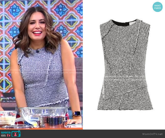 3.1 Phillip Lim Asymmetric Frayed Bouclé Top worn by Cecilia Vega on Good Morning America