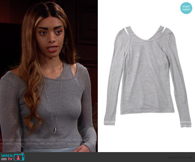 Bailey 44 Trawler Mesh Long Sleeve Top worn by Zoe (Kiara Barnes) on The Bold and the Beautiful