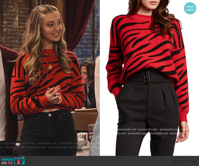 Bardot Zebra Pattern Sweater worn by Brooke Bishop (Bella Podaras) on The Expanding Universe of Ashley Garcia