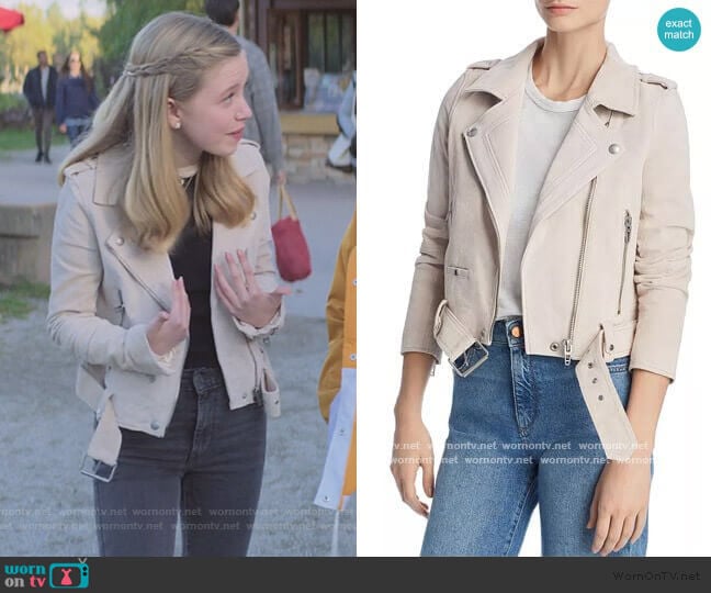 Blank NYC Suede Moto Jacket worn by Stacey McGill (Shay Rudolph) on The Baby-Sitters Club