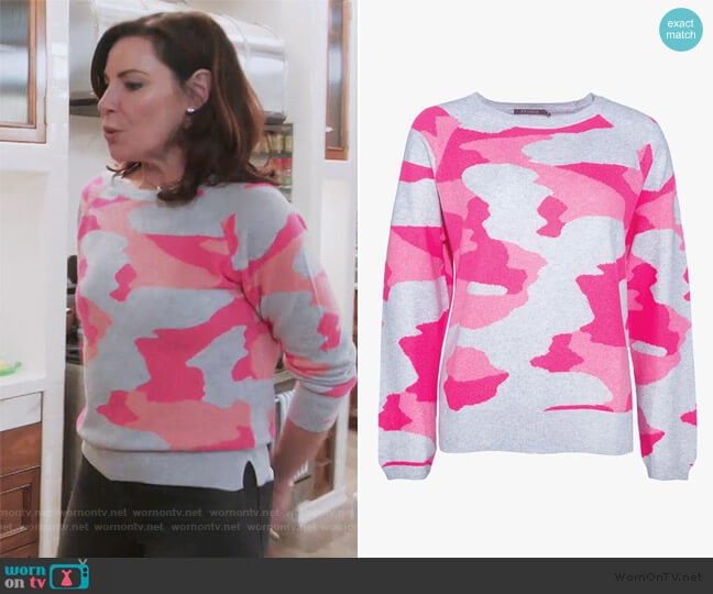 Brodie Camo Sweatshirt in Camo worn by Luann de Lesseps on The Real Housewives of New York City