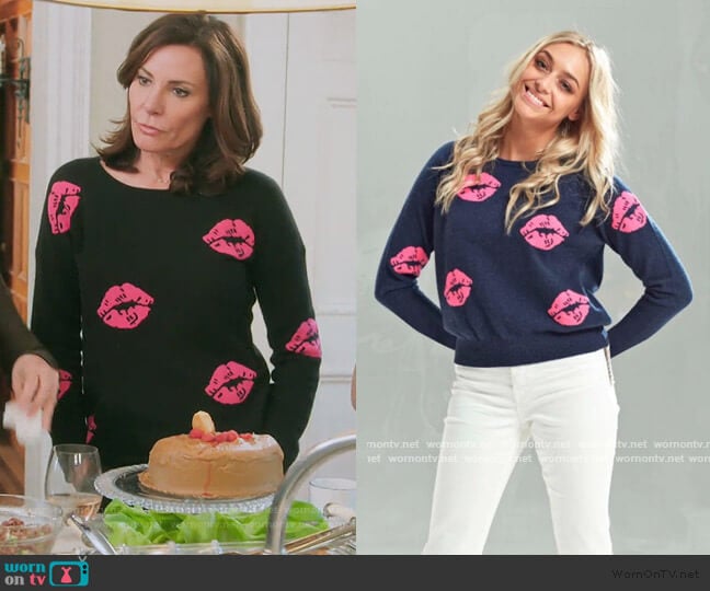 Brodie Lip Print Sweater worn by Luann de Lesseps on The Real Housewives of New York City