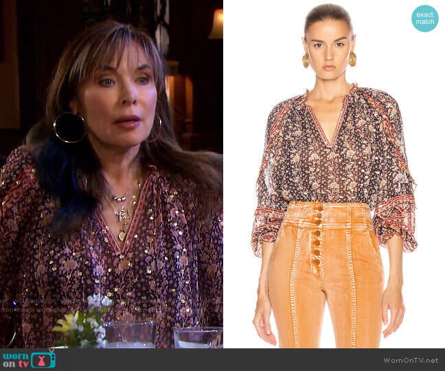 Ulla Johnson Calista Top worn by Kate Roberts (Lauren Koslow) on Days of our Lives