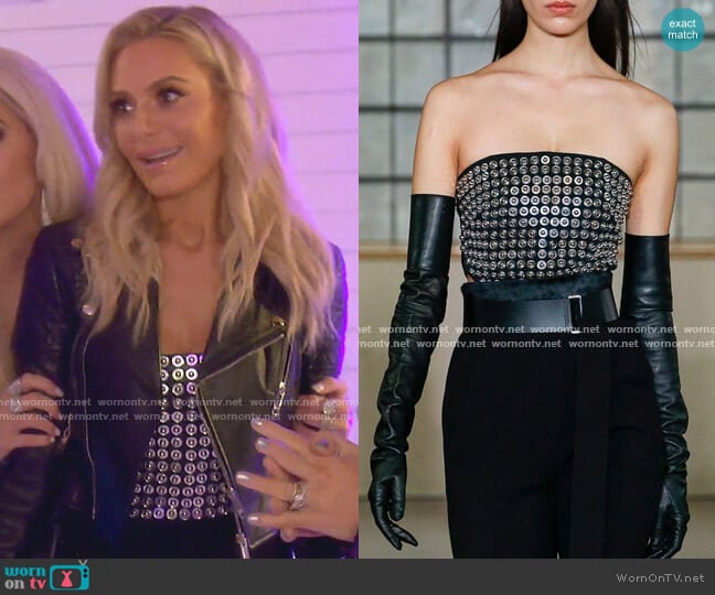David Koma Metal Embroidered Bustier worn by Dorit Kemsley on The Real Housewives of Beverly Hills