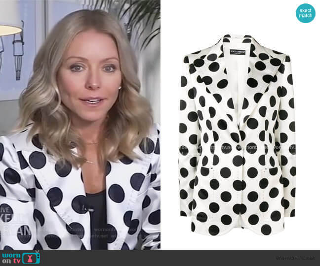Dolce & Gabbana Polka-Dot Blazer worn by Kelly Ripa on Live with Kelly and Mark