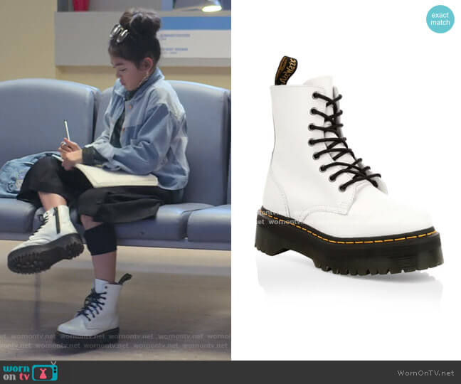 Dr. Martens Jadon Leather Combat Boots worn by Claudia Kishi (Momona Tamada) on The Baby-Sitters Club