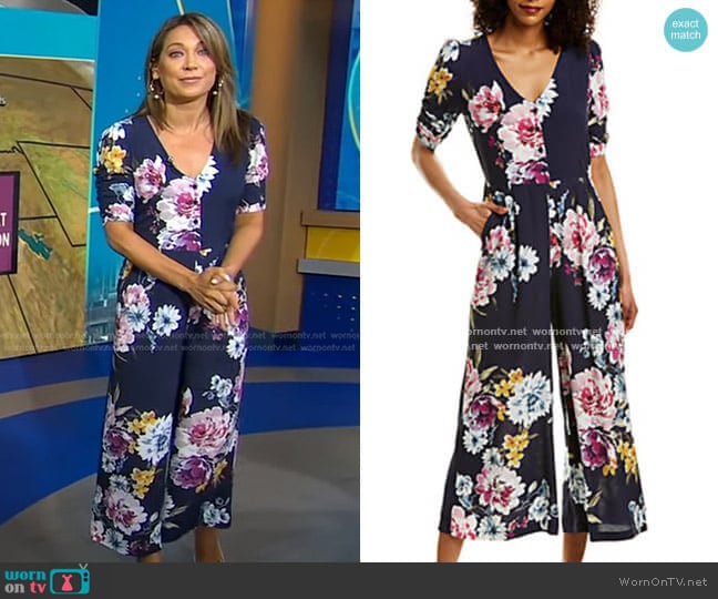 Yumi Kim Floral Jumpsuit worn by Ginger Zee on Good Morning America