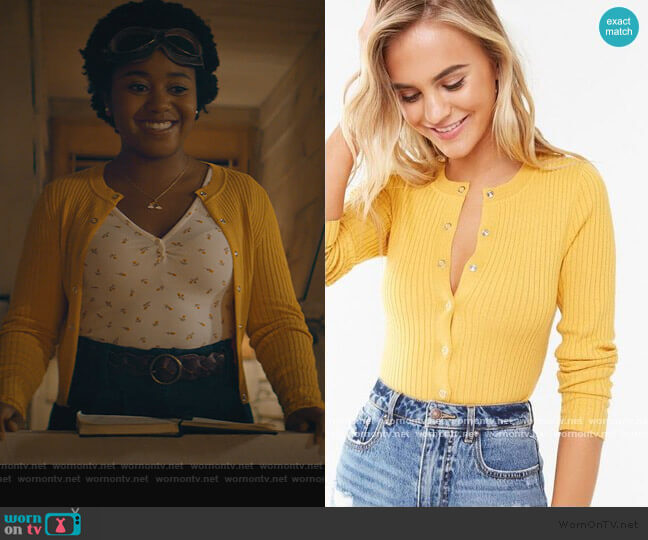 Forever 21 Ribbed Cardigan worn by Beth Chapel (Anjelika Washington) on Stargirl