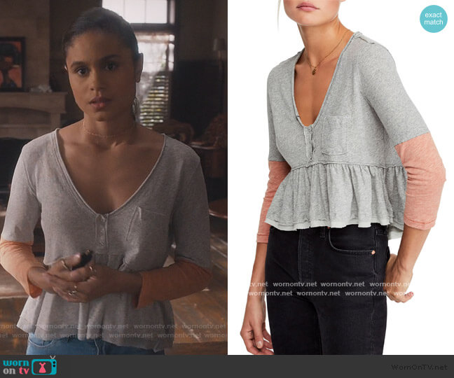 Free People Heart of Mine Colorblock Cotton Top worn by Sophia Greenleaf (Desiree Ross) on Greenleaf