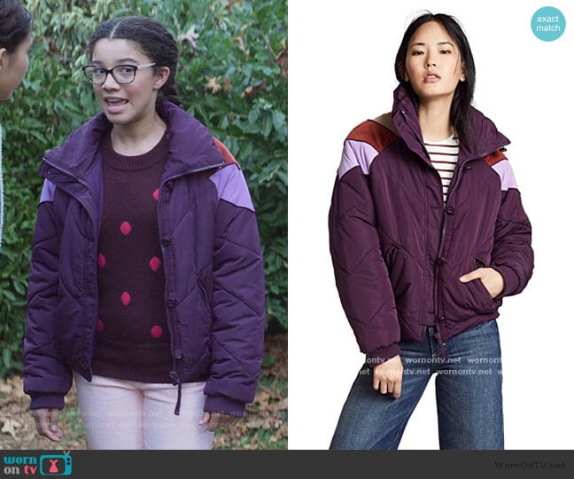Free People Heidi Ski Puffer Jacket worn by Mary-Anne Spier (Malia Baker) on The Baby-Sitters Club