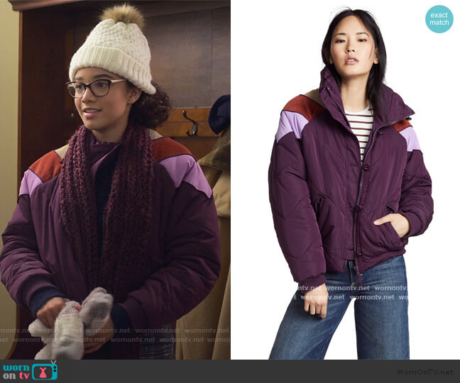 Free People Heidi Ski Puffer Jacket worn by Mary-Anne Spier (Malia Baker) on The Baby-Sitters Club