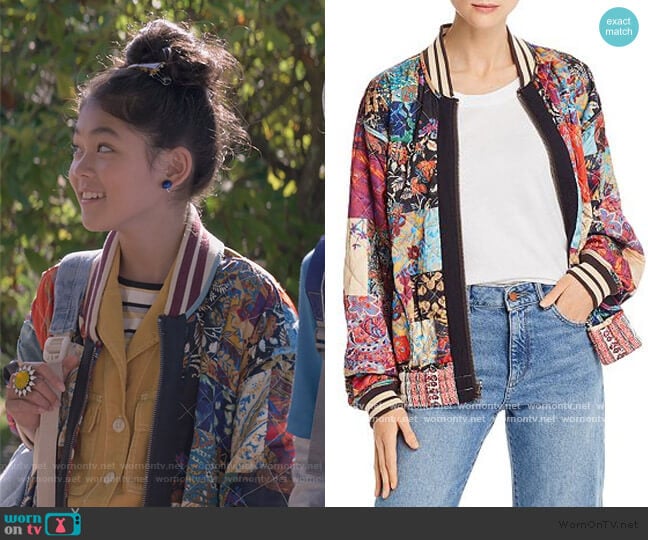 Free People Pandora Reversible Bomber Jacket worn by Claudia Kishi (Momona Tamada) on The Baby-Sitters Club