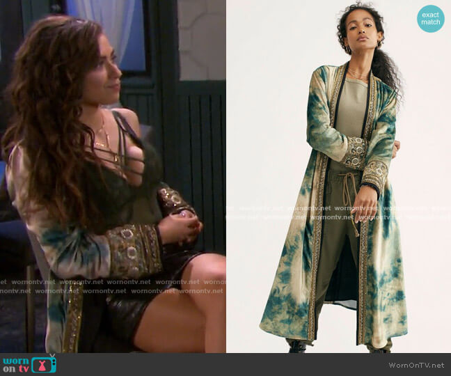 Free People Velvet Duster Kimono worn by Ciara Brady (Victoria Konefal) on Days of our Lives