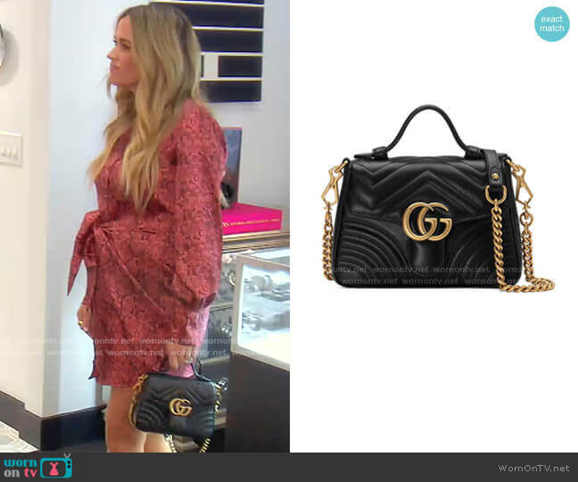 Gucci GG Marmont Mini Chevron Leather Satchel Bag worn by Teddi Mellencamp Arroyave on The Real Housewives of Beverly Hills