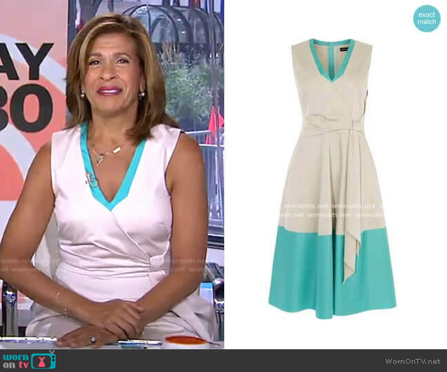 Karen Millen Grey & Blue Midi Dress worn by Hoda Kotb on Today