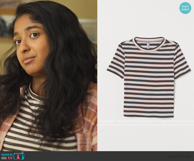 H&M Ribbed Top worn by Devi Vishwakumar (Maitreyi Ramakrishnan) on Never Have I Ever