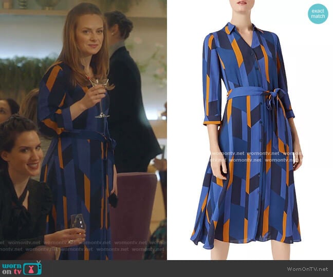 Hobbs London Dalia Geometric-Print Shirt Dress