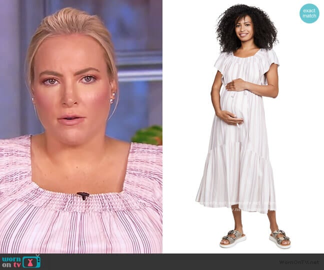 Ingrid and Isabel Flutter Sleeve Maternity Midi Dress worn by Meghan McCain on The View