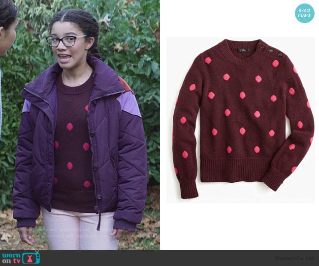 J. Crew Button Detail Crewneck Sweater worn by Mary-Anne Spier (Malia Baker) on The Baby-Sitters Club