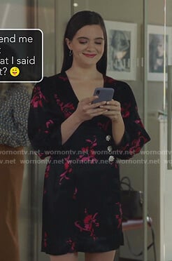 Jane’s black floral embellished dress on The Bold Type