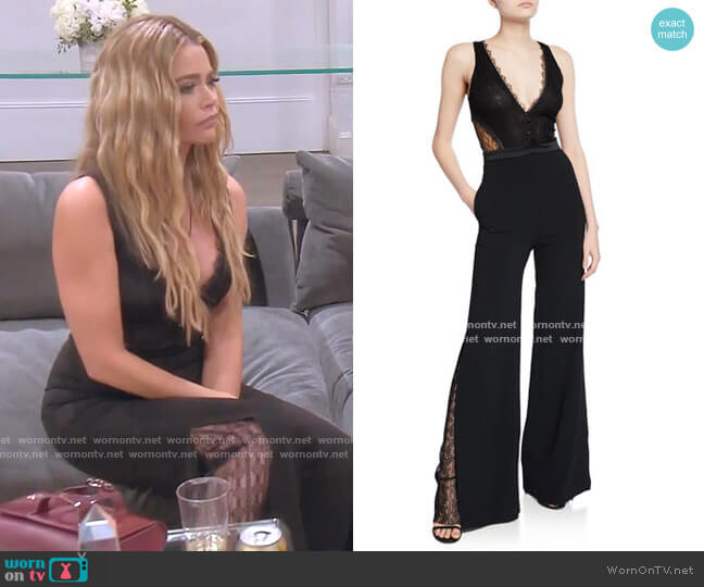 Jonathan Simkhai Lingerie Lace Jumpsuit worn by Denise Richards on The Real Housewives of Beverly Hills