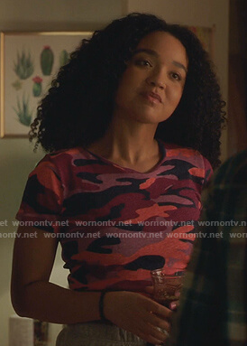 Kat’s pink camo tee on The Bold Type