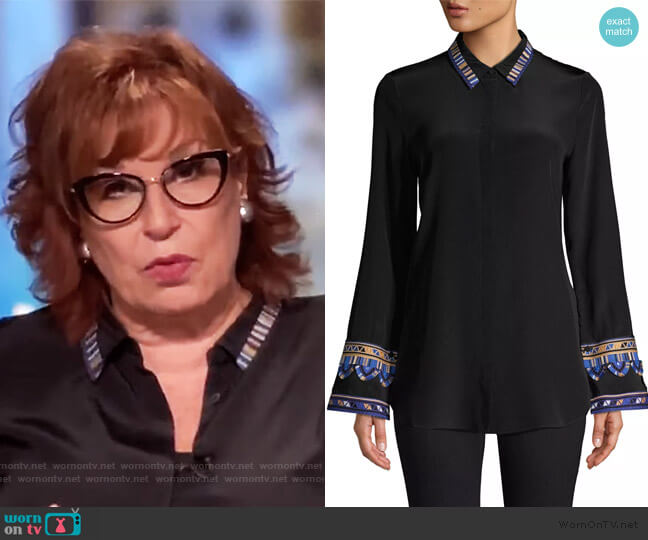 Kobi Halperin Monica Embroidered Sleeve Blouse worn by Joy Behar on The View