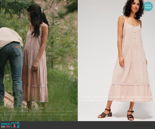 Lacausa Goldie Dress worn by Monica Dutton (Kelsey Asbille) on Yellowstone