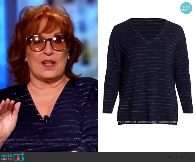 Lafayette 148 Stripe V-Neck Pullover worn by Joy Behar on The View