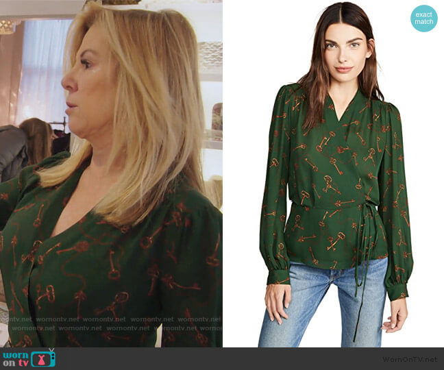L'Agence Cara Wrap Blouse worn by Ramona Singer on The Real Housewives of New York City