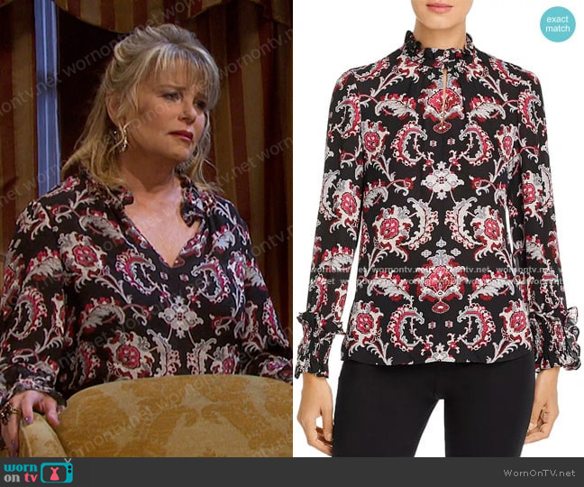 Kobi Halperin Levi Paisley Silk Blouse worn by Bonnie Lockhart (Judi Evans) on Days of our Lives