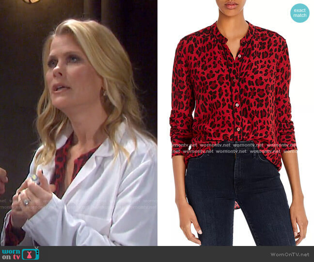 Rails Lillian Piped Leopard Print Shirt worn by Sami Brady (Alison Sweeney) on Days of our Lives