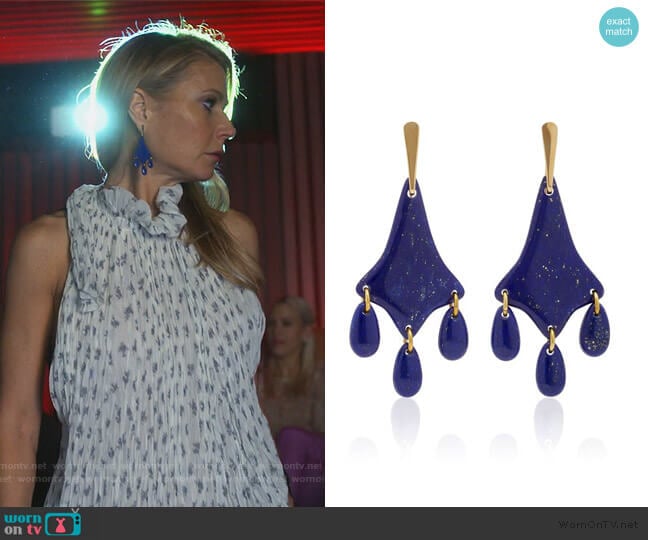 Lisa Eisner Lapis Three Directions Earrings worn by Georgina Hobart (Gwyneth Paltrow) on The Politician