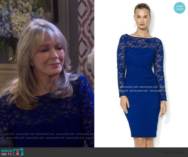 Lauren Ralph Lauren Long-Sleeve Lace Dress worn by Marlena Evans (Deidre Hall) on Days of our Lives