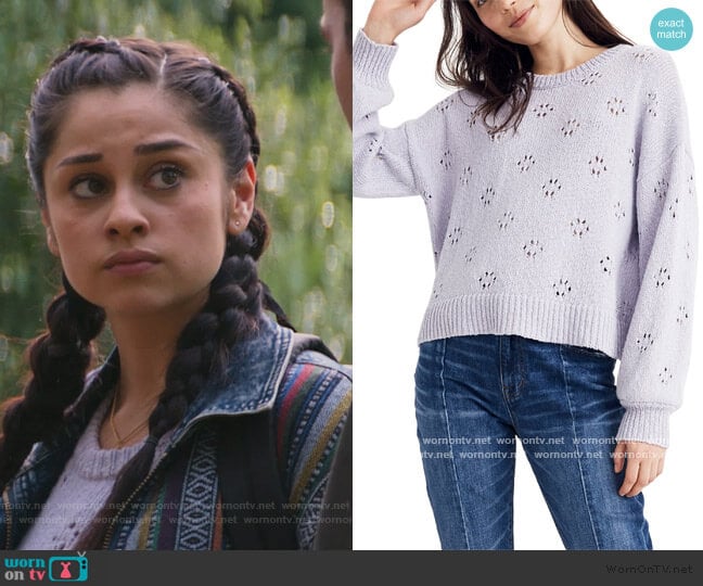 Madewell Floral Pointelle Pullover Sweater worn by Yolanda Montez (Yvette Monreal) on Stargirl