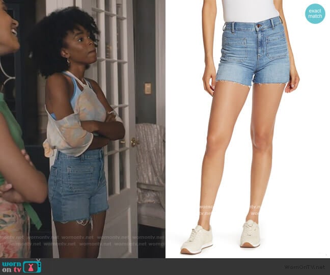 Madewell High Rise Patch Pocket Denim Shorts worn by Zora Greenleaf (Lovie Simone) on Greenleaf