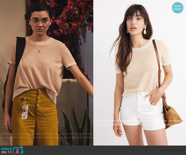 Madewell Striped Lakedale Sweater Tee worn by Ashley Garcia (Paulina Chávez) on The Expanding Universe of Ashley Garcia