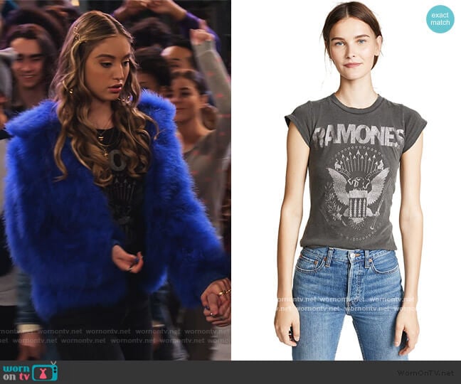 Madeworn Rock Ramones Baby Tee worn by Brooke Bishop (Bella Podaras) on The Expanding Universe of Ashley Garcia