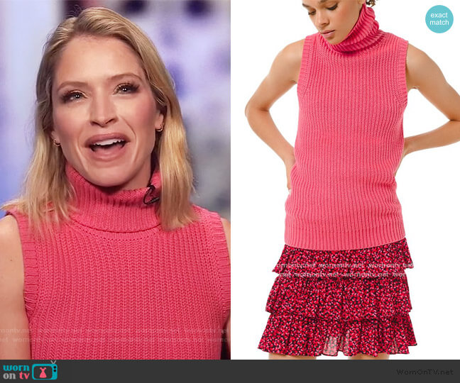 Michael Kors Shaker Sleeveless Turtleneck worn by Sara Haines on The View