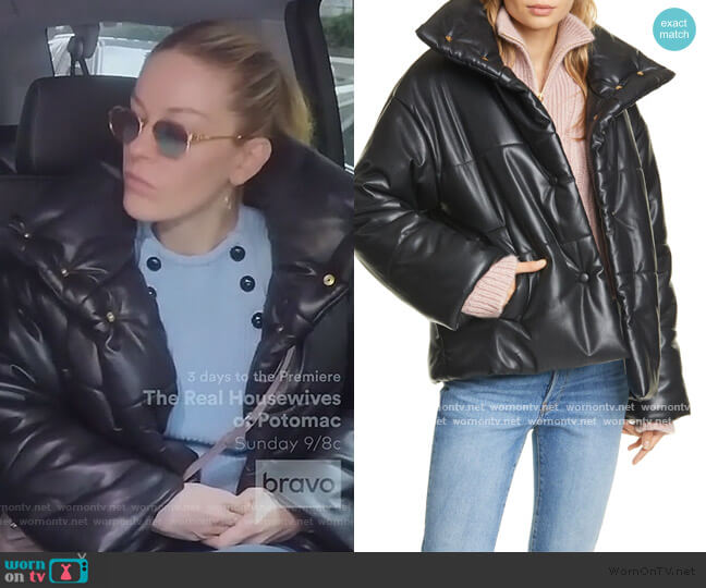 Nanushka Hide Vegan Leather Puffer Jacket worn by Leah McSweeney on The Real Housewives of New York City