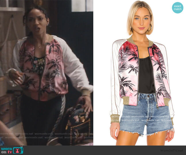 Pam & Gela Colorblock Satin Jacket in Pink Sunset
