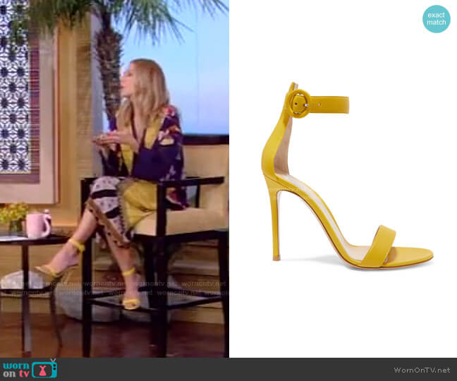Gianvito Rossi Portofino Leather Sandals worn by Kelly Ripa on Live with Kelly and Mark