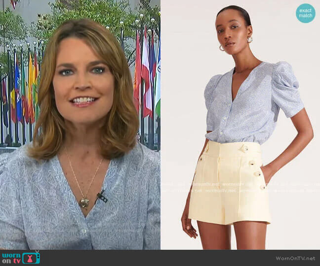 Veronica Beard Puff Sleeve Top worn by Savannah Guthrie on Today