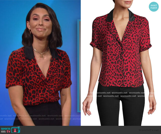 RtA Leopard-Print Silk Top worn by Jade Catta-Preta (Jade Catta-Preta) on The Soup