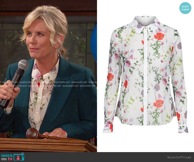 Ted Baker Shivany Hedgerow Blouse worn by Kayla Brady (Mary Beth Evans) on Days of our Lives