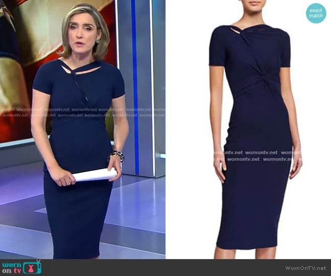 Chiara Boni La Petite Robe Short-Sleeve Knot Dress worn by Margaret Brennan on CBS Evening News