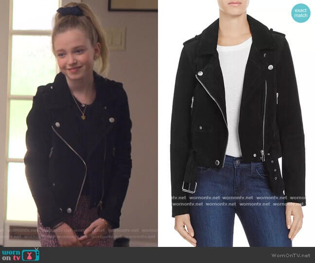 Blank NYC Suede Moto Jacket worn by Stacey McGill (Shay Rudolph) on The Baby-Sitters Club
