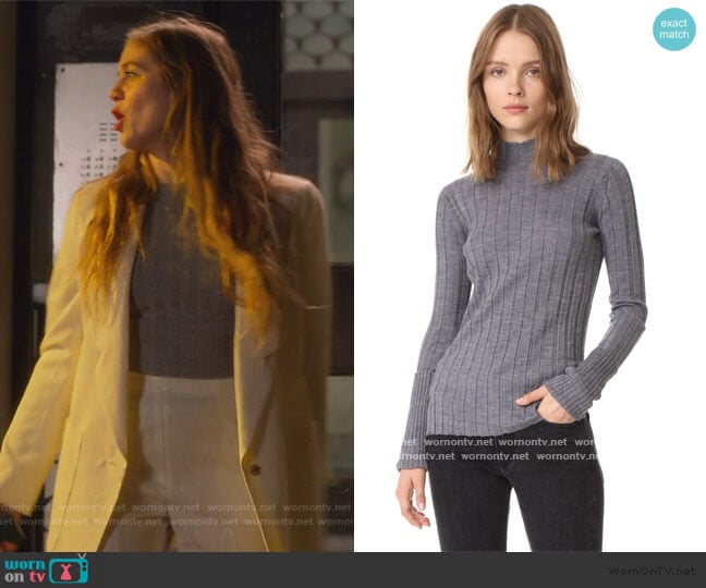 Theory Wide Rib Mock Sweater worn by McAfee (Laura Dreyfuss) on The Politician